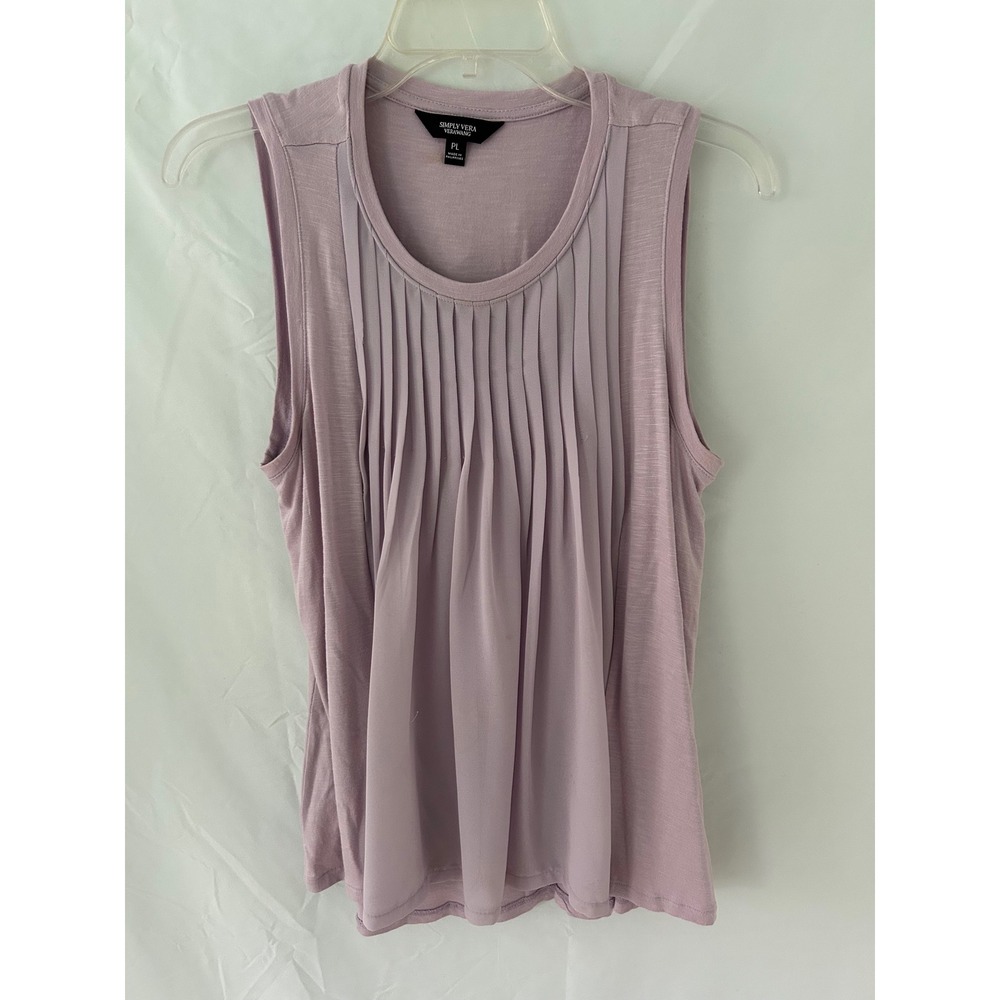 SIMPLY VERA VERA WANG Women's PL Sleeveless Pleated Front Tank Top‎ Lilac